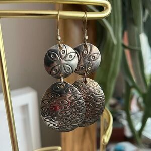 Silver Patterned Dangle Earrings